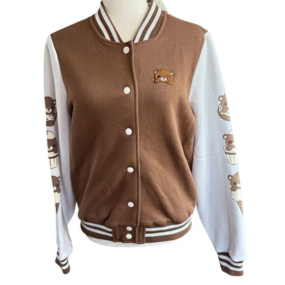 Hot Topic Sweet Society Teddy Bear Desserts Girls Varsity Jacket Sz Large NWT - Picture 1 of 11